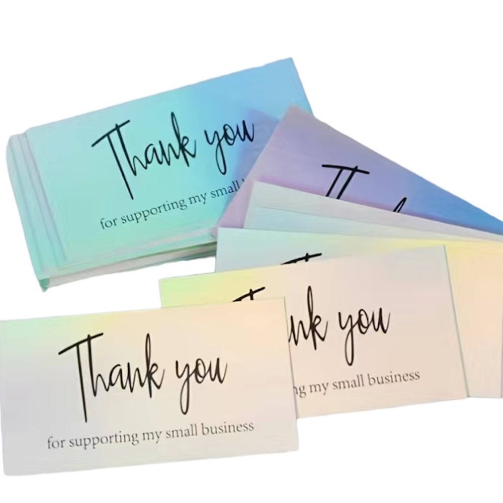 50pc Holographic “Thank You For Supporting My Small Business” Cards